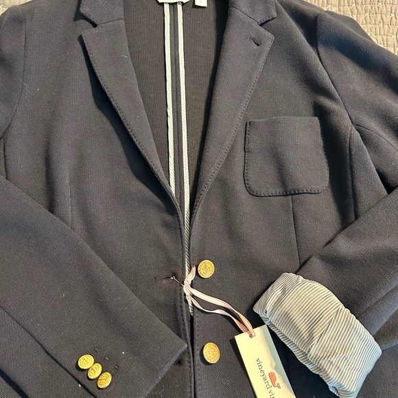 Vineyard Vines Women’s Blazer Cotton Blend Size 16 Navy $298 NEW - Picture 2 of 6